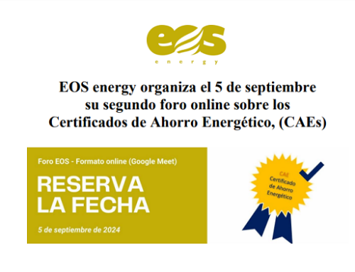 ANESE participa en el segundo foro online sobre Certificados de Ahorro Energético, organizado por EOS energy